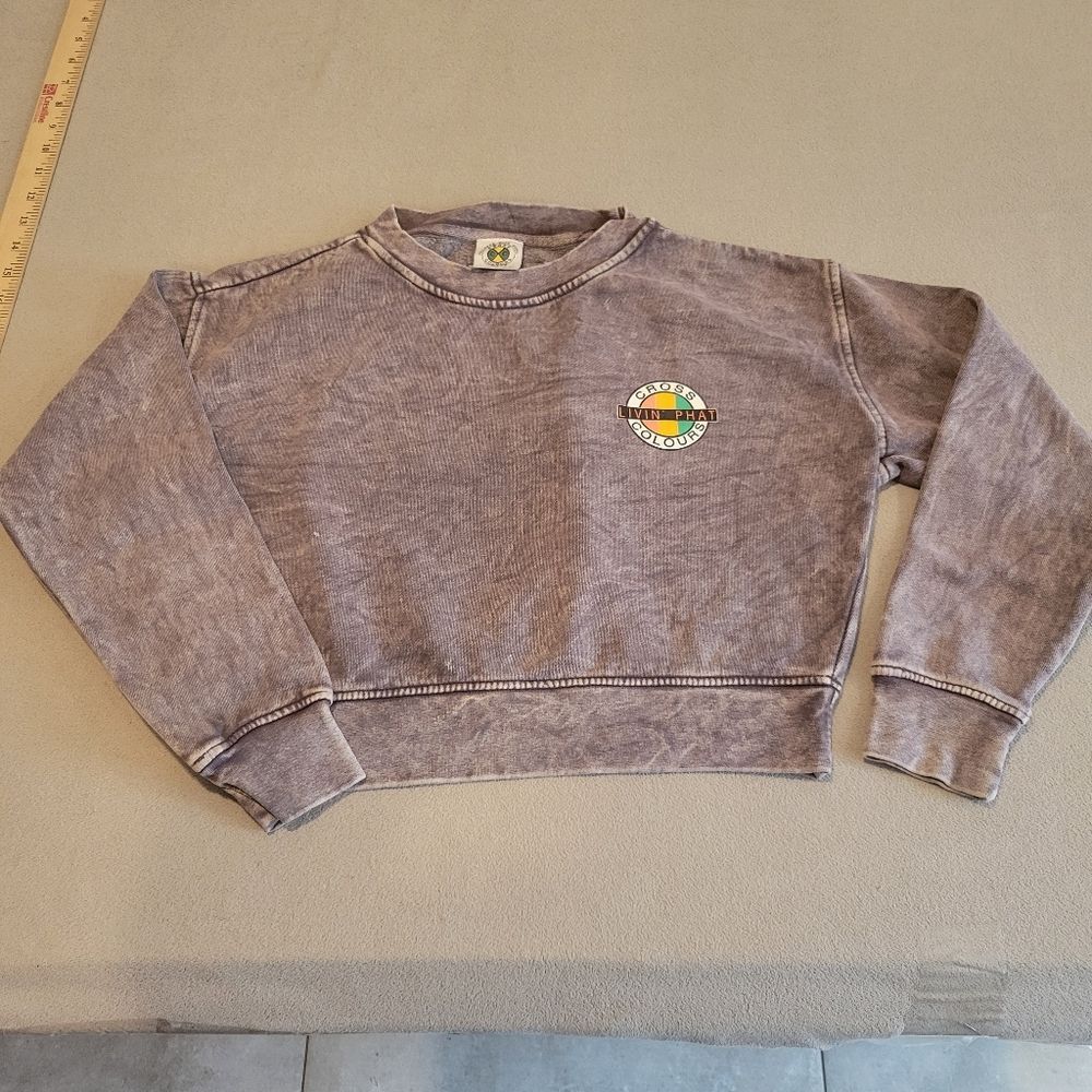 Cross Colours Livin' Phat washed out crop sweatshirt XS